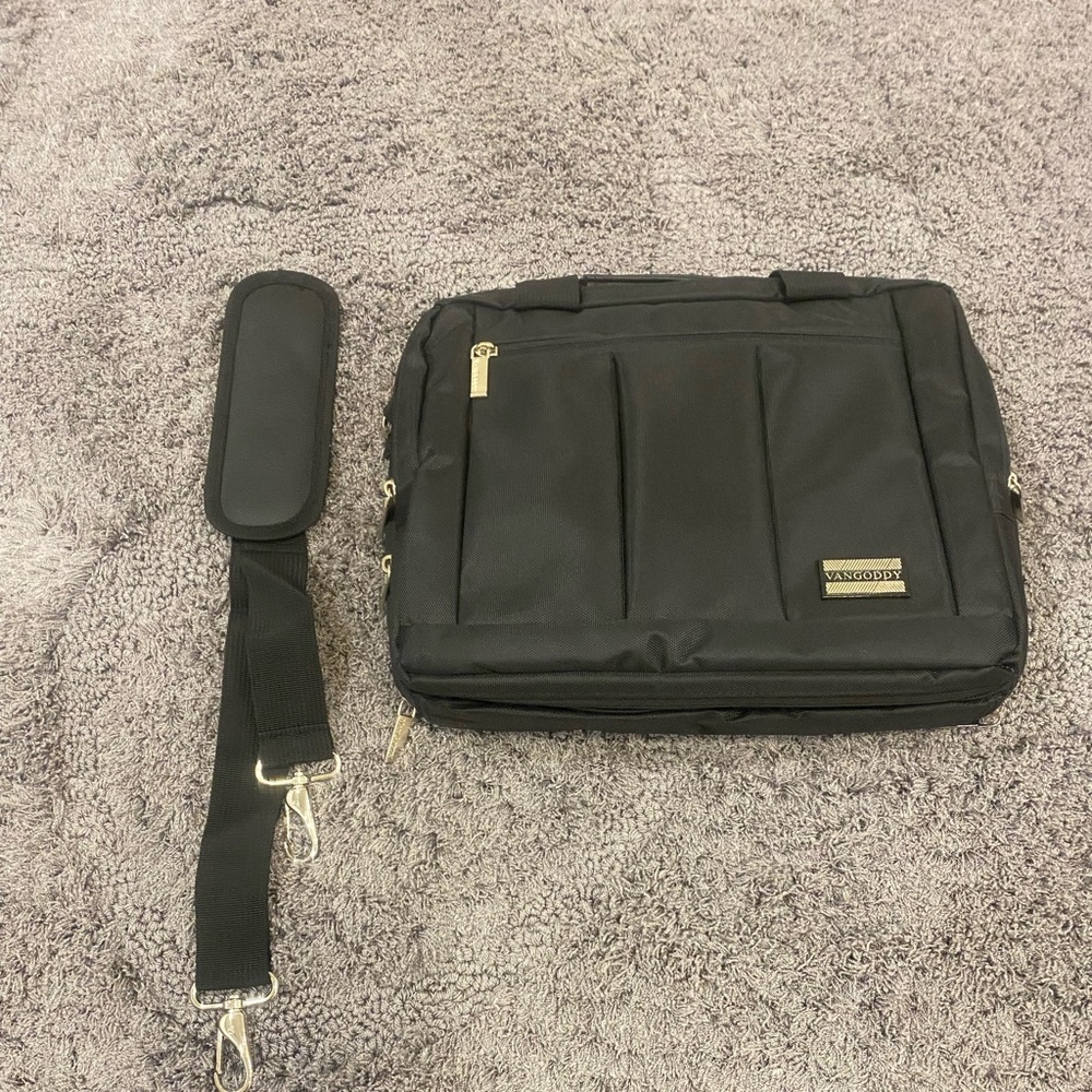 Black Men's Laptop Bag with Shoulder Strap-NWOT